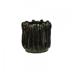 ERA TEA LIGHT HOLDER STONEWARE DARK GREEN 